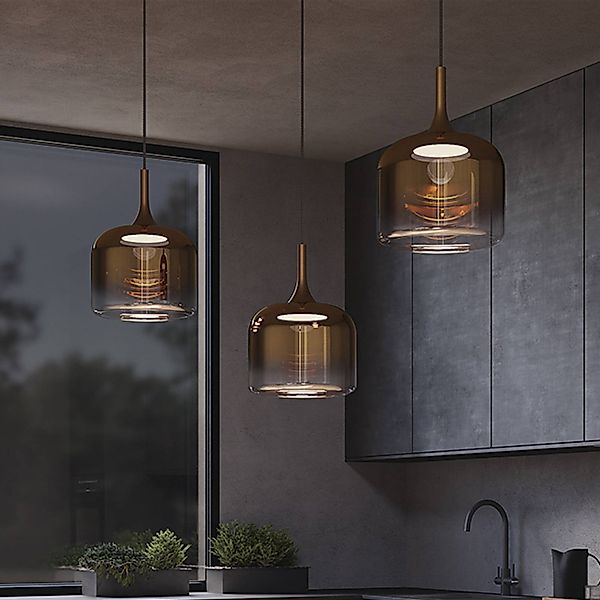 Maytoni LED-Hängeleuchte Spirito, gold, Glas, Ø 26 cm günstig online kaufen