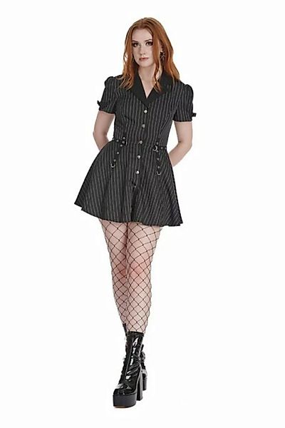 Banned A-Linien-Kleid Black Core Button Up Nadelstreifen Goth Pin Stripe günstig online kaufen