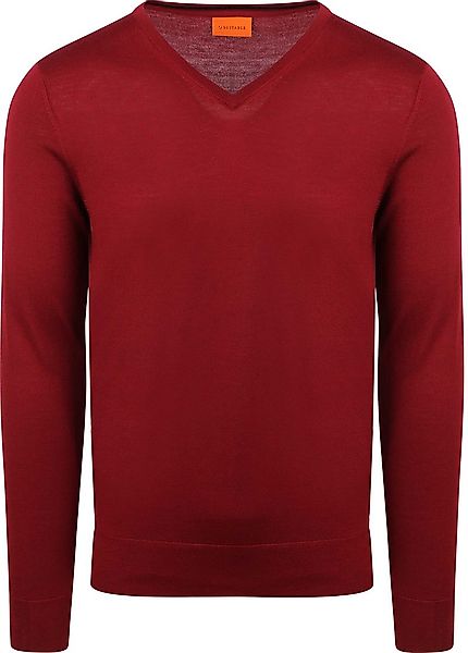 Suitable Merino Pullover V-Ausschnitt Dunkelrot - Größe L günstig online kaufen