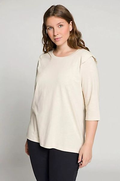Ulla Popken Rundhalsshirt Shirt Flammjersey Rundhals 3/4-Arm Biobaumwolle günstig online kaufen