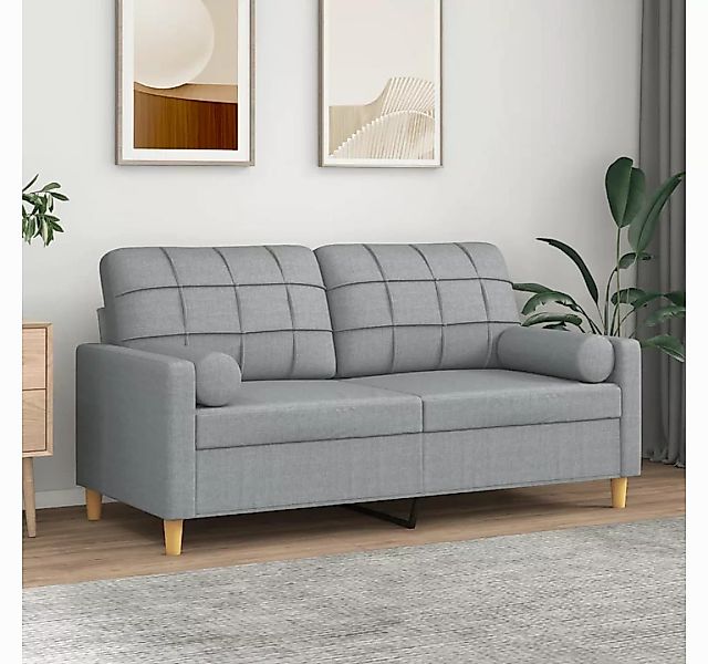 vidaXL Sofa 2-Sitzer-Sofa mit Zierkissen Hellgrau 140 cm Stoff günstig online kaufen