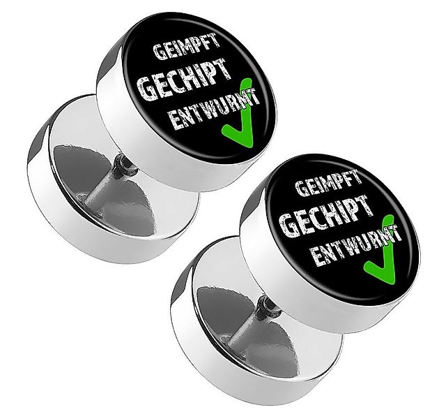 Taffstyle Piercing-Set Piercing Plug Motiv Geimpft Gechipt Entwurmt, Ohrrin günstig online kaufen