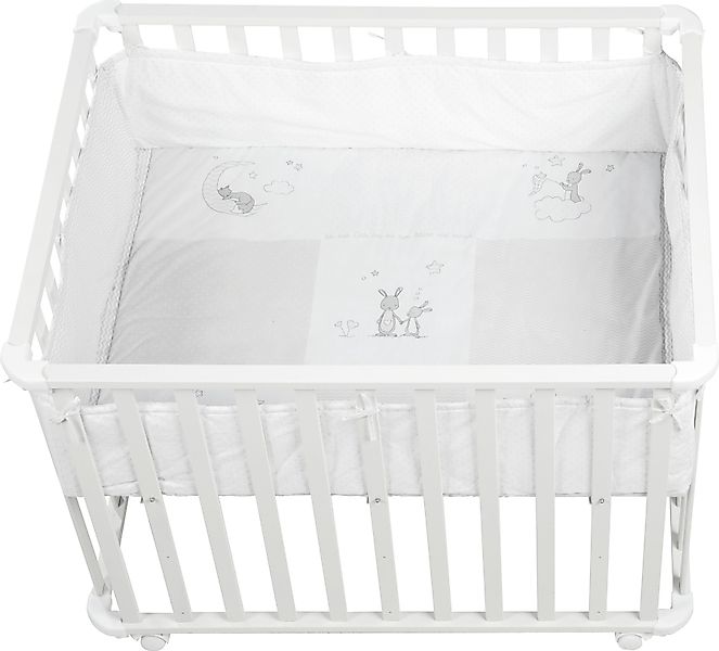 roba Laufgitter "Fox & Bunny, weiß, 75x100 cm" bis 15 kg mit Stoffeinlage; günstig online kaufen
