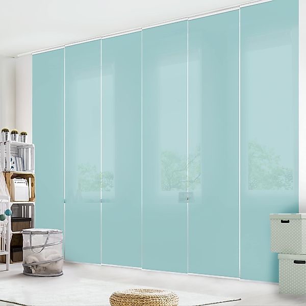 Bilderdepot24 Schiebegardine modern Flächenvorhang blickdicht Pastelltürkis günstig online kaufen