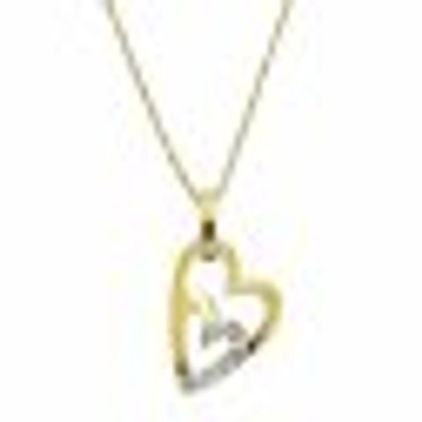 Halskette 375/- Gelbgold 2farbig Zirkonia Herz günstig online kaufen
