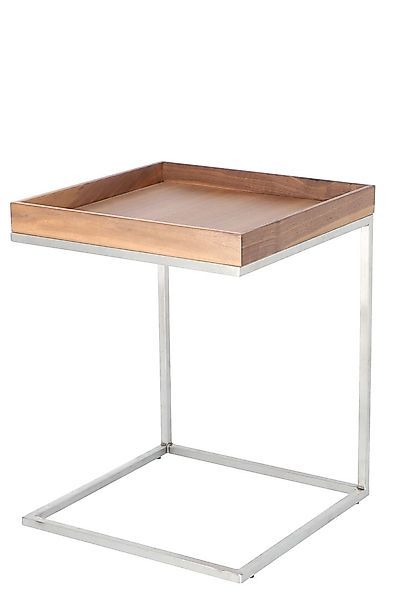 Beistelltisch Pizzo U-Form Tablett Nussbaum / Gestell Edelstahl günstig online kaufen