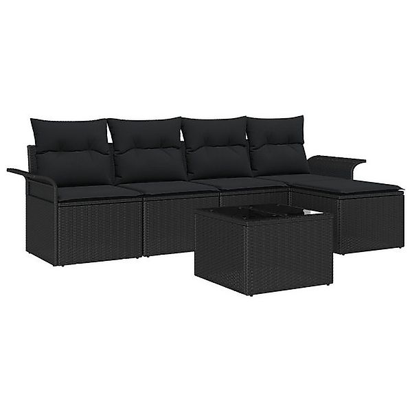 vidaXL Loungesofa 6-teiliges Garten Sofa Set mit Kissen Schwarzes Poly Ratt günstig online kaufen