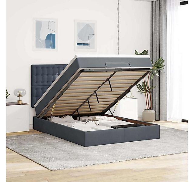 vidaXL Bett, Ottoman-Bett mit Matratzen & LEDs Dunkelgrau 140x190 cm Samt günstig online kaufen