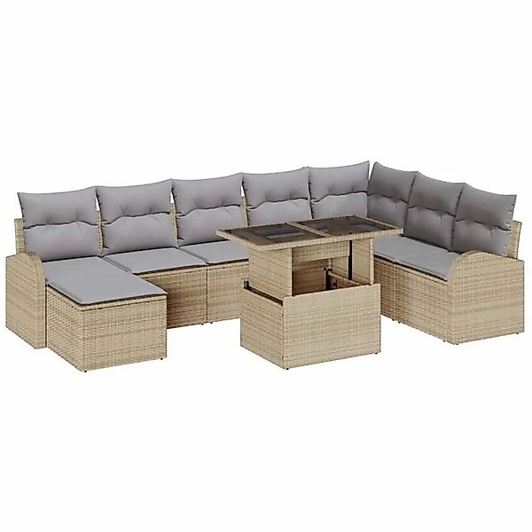 vidaXL Garten-Sofa-Set mit Kissen 9-Tlg Beige und Hellgrau 3348696 günstig online kaufen