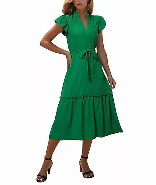 AFAZ New Trading UG Sommerkleid Damen Sommerkleider Rüschen Ärmel V-Ausschn günstig online kaufen