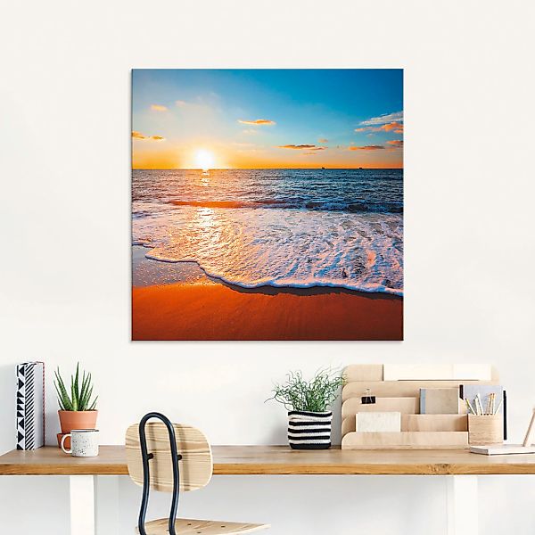 Artland Glasbild "Sonnenuntergang und das Meer" Strand 1 Stk. tlg. günstig online kaufen