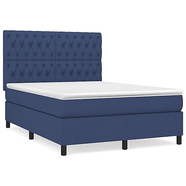 vidaXL Boxspringbett mit Matratze Blau 140x190 cm Stoff1371344 günstig online kaufen