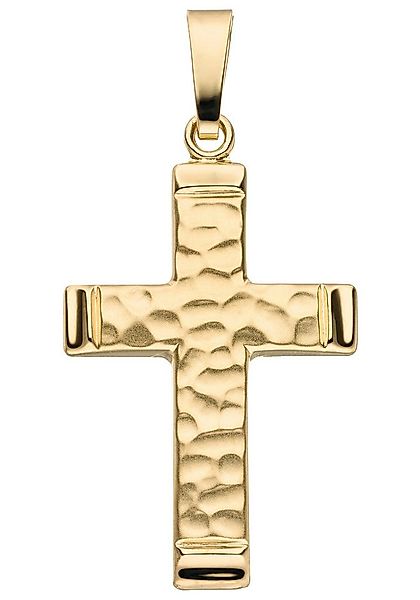 JOBO Kettenanhänger Anhänger Kreuz, 375 Gold gehämmert 30 mm günstig online kaufen