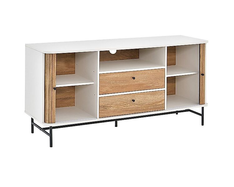 COSTWAY Sideboard, Holz, TV Schrank mit Schiebetüren & Schubladen 150x45x74 günstig online kaufen