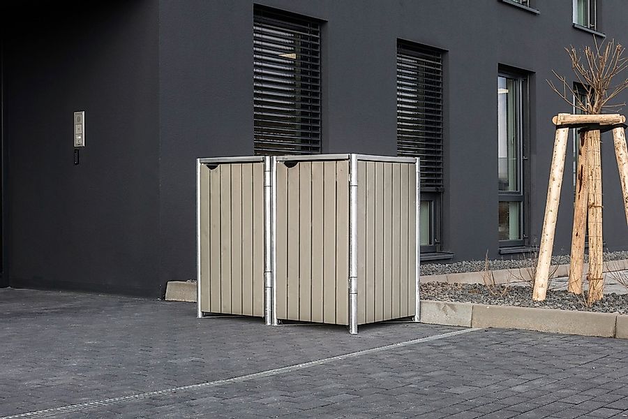Hide Mülltonnenbox Kunststoff für 2 Tonnen 81 cm x 140 cm x 116 cm Natur-Gr günstig online kaufen