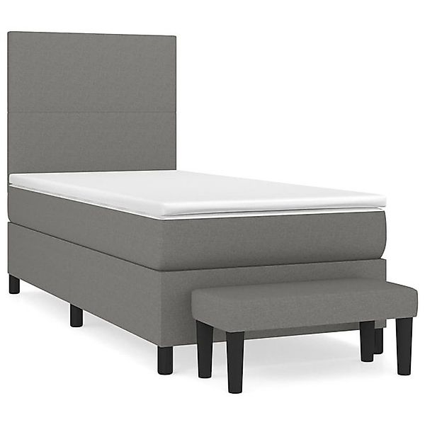 vidaXL Boxspringbett, Boxbett mit Matratze Dunkelgrau 90x200 cm Stoff günstig online kaufen