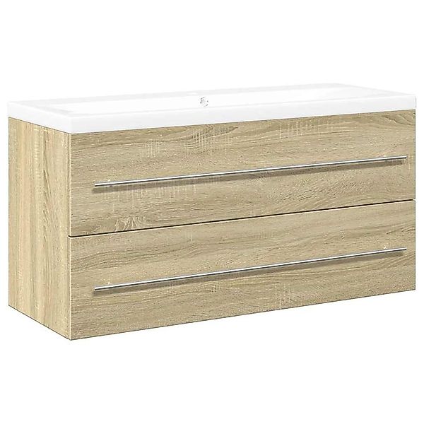 vidaXL Badezimmer-Set 2-tlg. Badmöbel-Set Sonoma-Eiche Holzwerkstoff, günstig online kaufen