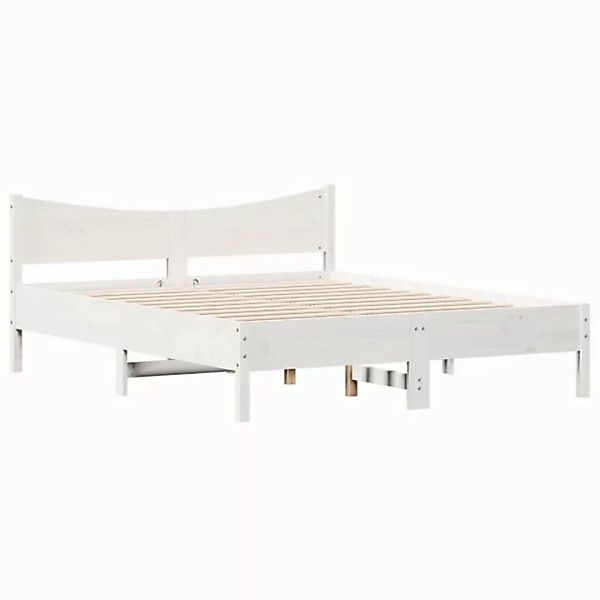 vidaXL Bett Massivholzbett ohne Matratze Weiß 150x200 cm Kiefernholz günstig online kaufen