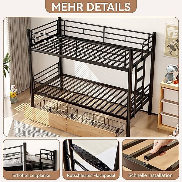 OKWISH Metallbett mit Sicherheitsgeländer (Etagenbett, Kinderbett, Stockbet günstig online kaufen