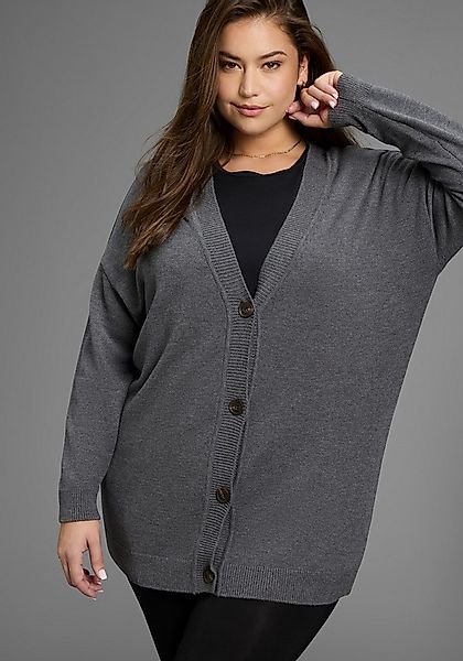 Laura Scott CURVE Strickjacke in kuscheligem Feinstrick und hüftbedeckender günstig online kaufen