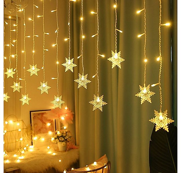 Sunicol Lichterkette Schneeflocke Weihnachtendeko LED Lichtervorhang, 8 Mod günstig online kaufen