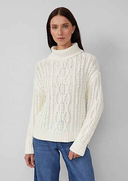 s.Oliver Longpullover Strickpullover Rippshirt mit Spitzeneinsatz günstig online kaufen