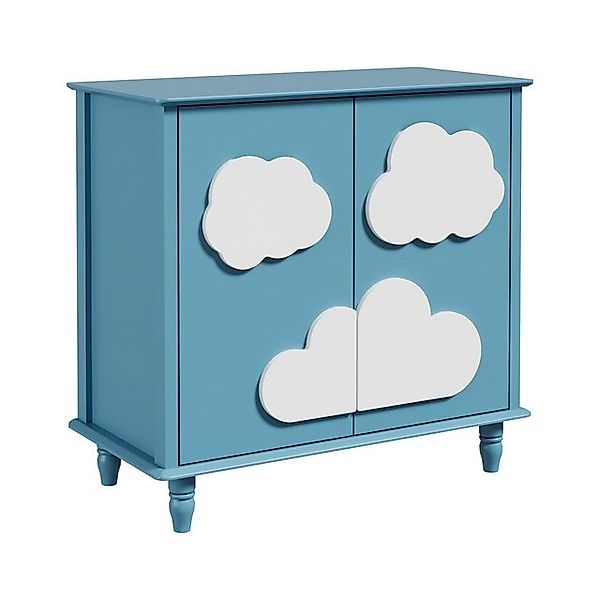 UEV Kinderkleiderschrank mit 2 Türen, Kinderschrank mit Wolkemuster (Kinder günstig online kaufen