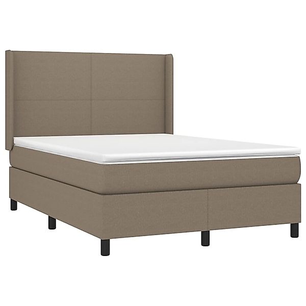 vidaXL Boxspringbett mit Matratze & LED Taupe 140x190 cm Stoff 3138153 günstig online kaufen