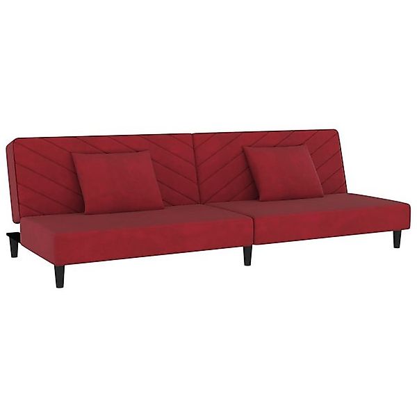 vidaXL Schlafsofa, Sofa 2-Sitzer mit 2 Kissen Weinrot Samt günstig online kaufen