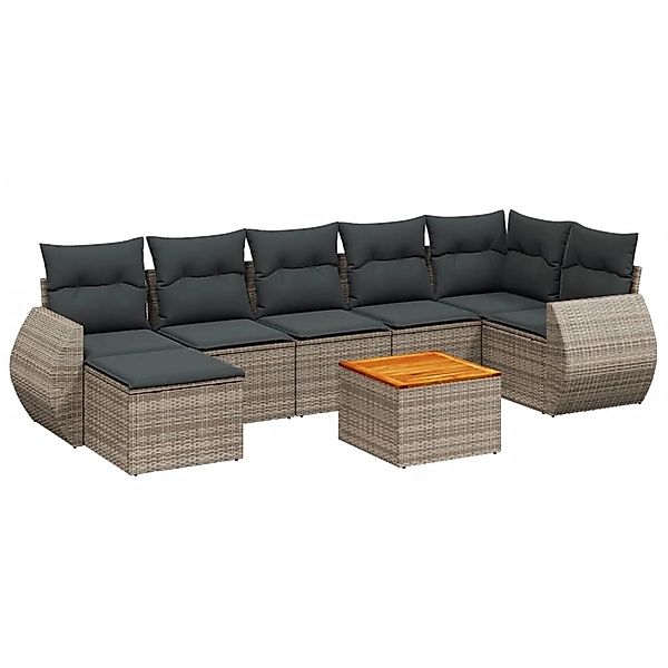 vidaXL 8-Tlg Garten-Sofagarnitur mit Kissen Grau Poly Rattan 3257446 günstig online kaufen