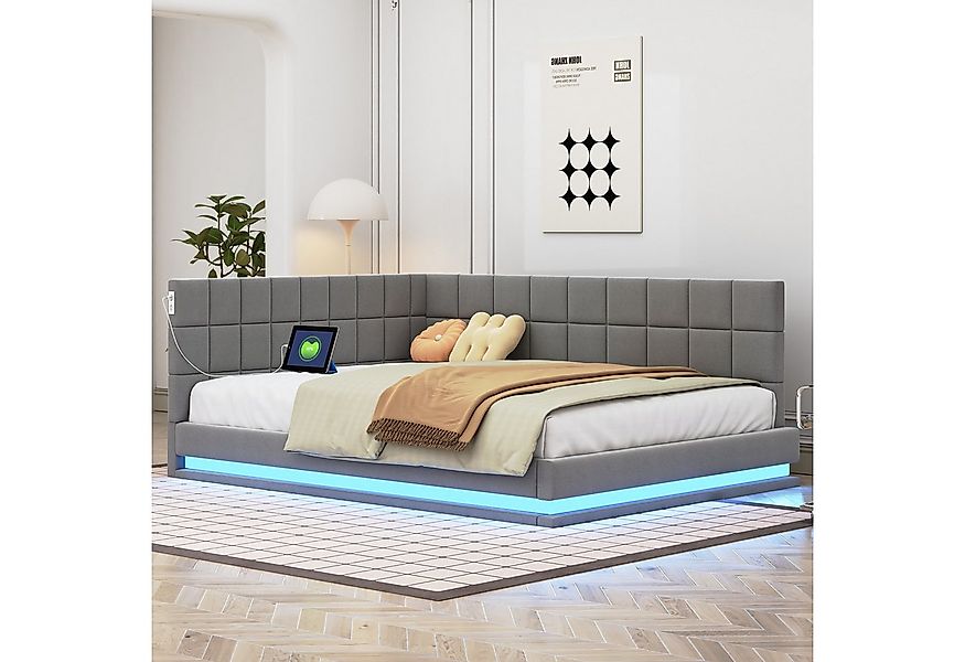 Flieks Polsterbett, Samt Daybett Tagesbett Schlafsofa 140x200cm mit LED und günstig online kaufen