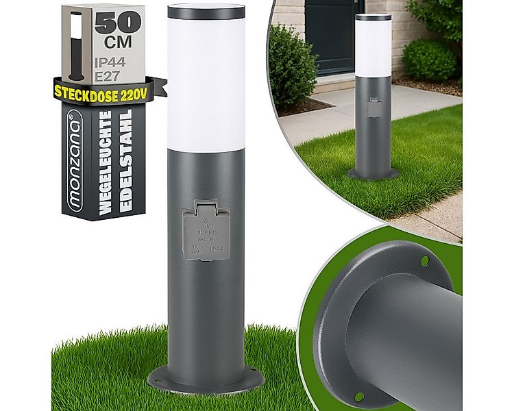monzana Gartenleuchte, Außenleuchte mit Steckdose, Edelstahl 50cm IP44 Gart günstig online kaufen