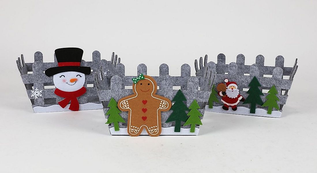 BURI Dekofigur Filz-Körbchen Geschenkkörbchen Weihnachtsdeko grau ca. 23x16 günstig online kaufen