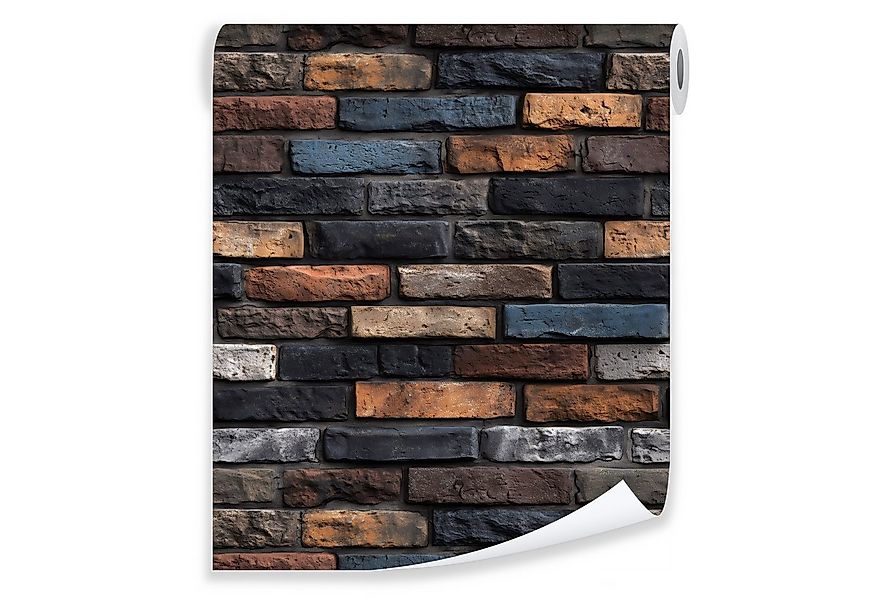 Wallarena Vliestapete Ziegel Schwarz Orange Blau Wohnzimmer Schlafzimmer Ta günstig online kaufen