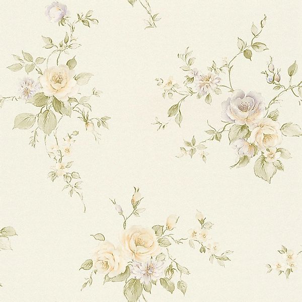 Bricoflor Creme Tapete mit Rosen Esszimmer und Schlafzimmer Blumentapete Ro günstig online kaufen