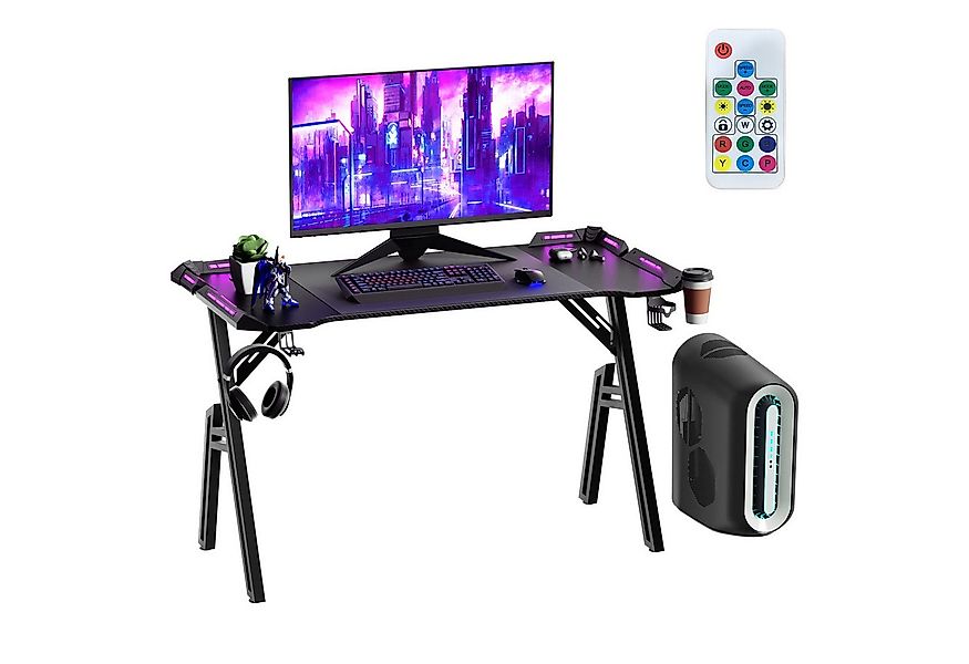 FIVMEN Computertisch Gaming Schreibtisch mit LED A-Förmige Computer Tisch S günstig online kaufen