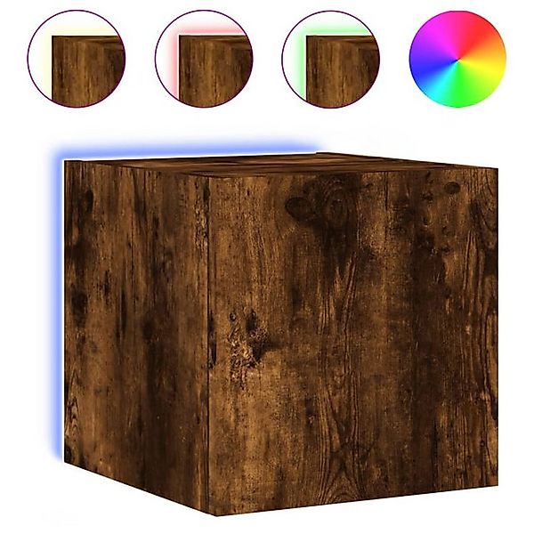 vidaXL TV-Wand TV-Wandschrank mit LED-Leuchten Räuchereiche günstig online kaufen