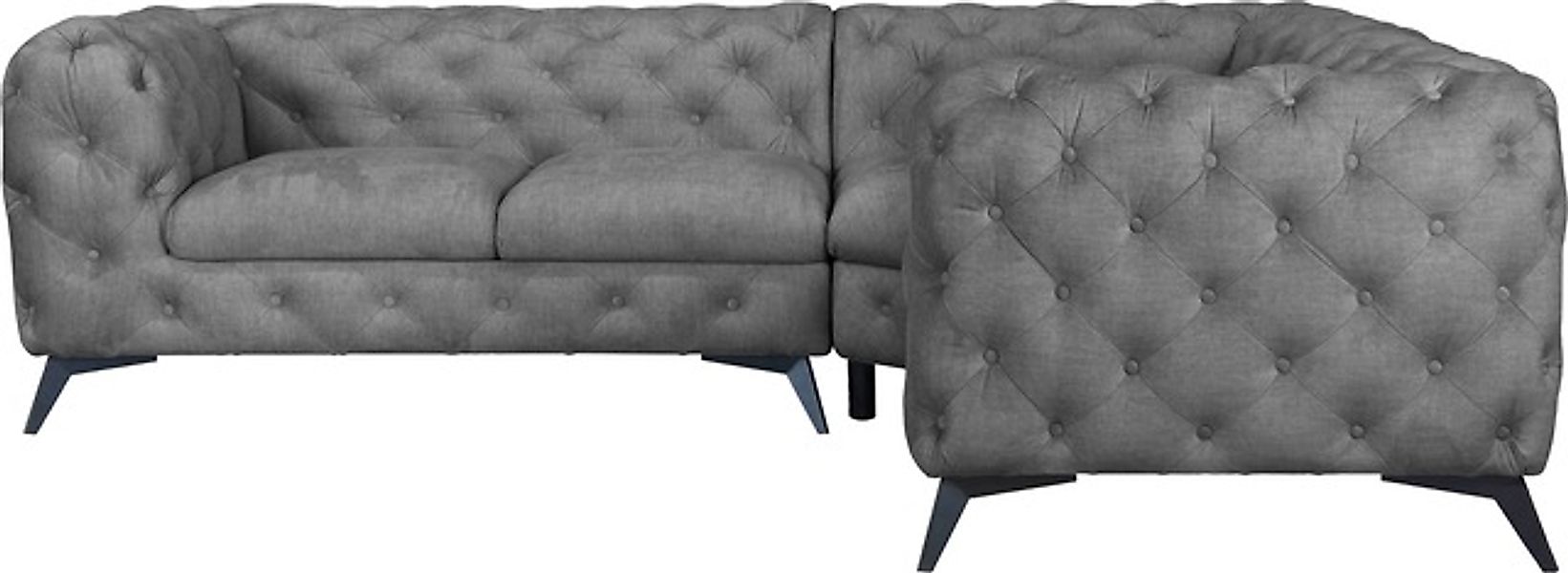 Leonique Chesterfield-Sofa »Ecksofa GLYNIS L-Form mit Wellenunterfederung, günstig online kaufen