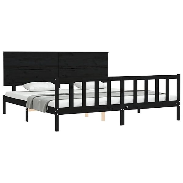vidaXL Massivholzbett mit Kopfteil Schwarz 200x200 cm 3193425 günstig online kaufen