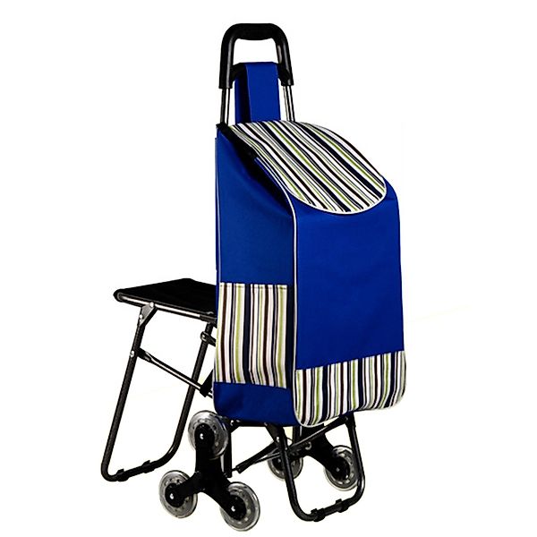 Rutaqian Einkaufstrolley 3-Rad Einkaufswagen mit Klappsitz günstig online kaufen