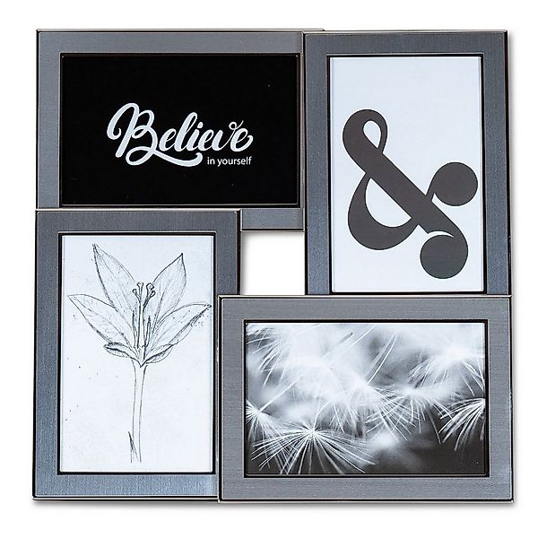 Levandeo® Bilderrahmen, Fotoaufsteller 4 Fotos Silber Tischgalerie Fotorahm günstig online kaufen