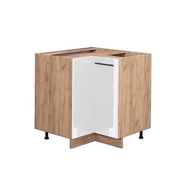 Vicco Eckunterschrank Fame-Line Weiß Hochglanz/Goldkraft Eiche 81 cm ohne A günstig online kaufen