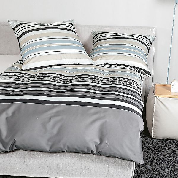 Janine Janine Mako-Satin Bettwäsche Palermo 31155 graphit sand eisblau Größ günstig online kaufen