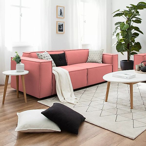 home24 Sofa Kinx 2,5-Sitzer Koralle Strukturstoff 223x72x96 cm (BxHxT) Mode günstig online kaufen