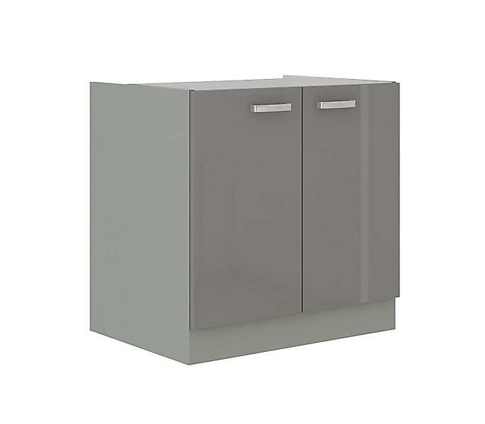 Küchen-Preisbombe Unterschrank 80 cm Küche Bianca Grey Grau Hochglanz Küche günstig online kaufen