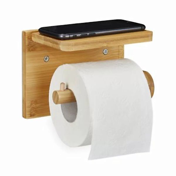 relaxdays Toilettenpapierhalter mit Ablage natur günstig online kaufen