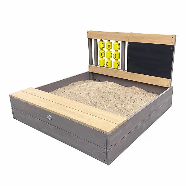 Axi Sandkasten Kitty mit Tic Tac Toe Grau Braun 100 cm x 65,5 cm x 100 cm günstig online kaufen