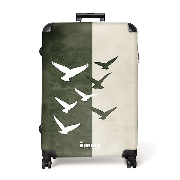 NoBoringSuitcases.com© Hartschalen-Trolley Vögel mit grünem und günstig online kaufen