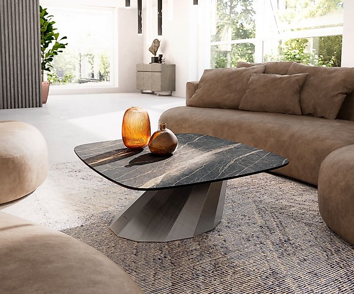 Couchtisch Edge Boot 90x90 cm Keramik Laminam® Noir Desir Braun Parabi Meta günstig online kaufen