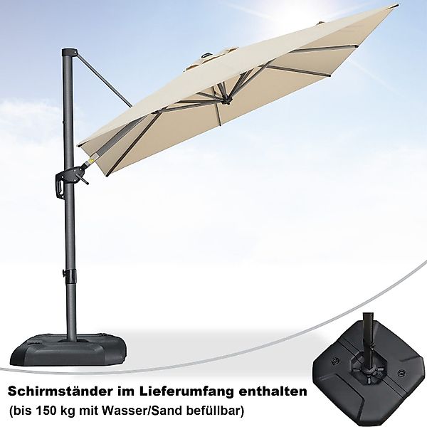 PURPLE LEAF Ampelschirm Quadratischer Alu Außenbereich günstig online kaufen
